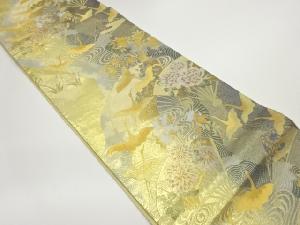 扇に群鶴・花々・波模様織出し袋帯